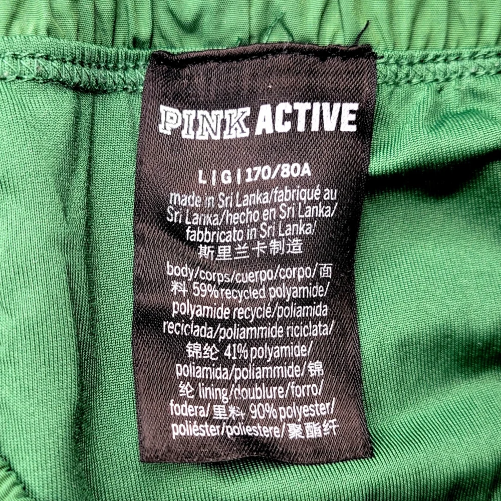 Victoria's Secret PINK Running Shorts Green Size Large High Waisted Lightweight